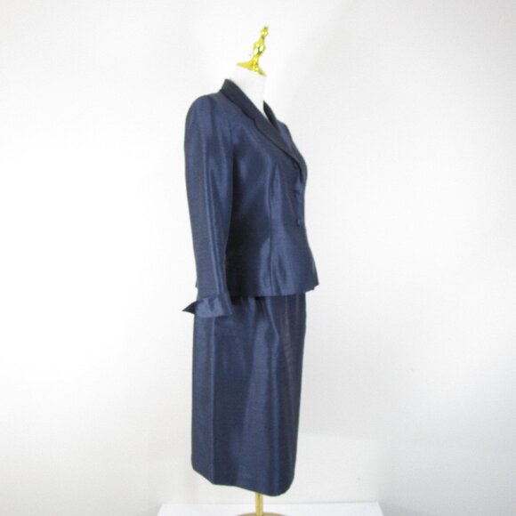 Le Suit Womens Petite Navy Blue Skirt Suit Size 10P Formal Business Career - Picture 6 of 9